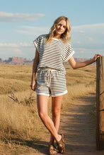 Load image into Gallery viewer, STRIPED TERRY TOP AND SHORT SETS