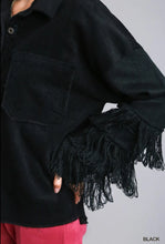 Load image into Gallery viewer, Corduroy Fringe Sweater Sleeve Jacket