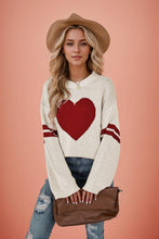 Load image into Gallery viewer, Valentine Heart Knit Sweater Womens Crew Neck Pullover