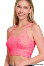 Load image into Gallery viewer, Washed Ribbed Cropped Seamless Tank Top with Padded Bra