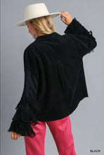 Load image into Gallery viewer, Corduroy Fringe Sweater Sleeve Jacket