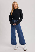 Load image into Gallery viewer, MOCK NECK OPEN BACK RIBBED KNIT TIE SWEATER TOP