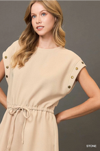 Load image into Gallery viewer, Casual Ribbed Knit Drawstring Dress (Khaki)