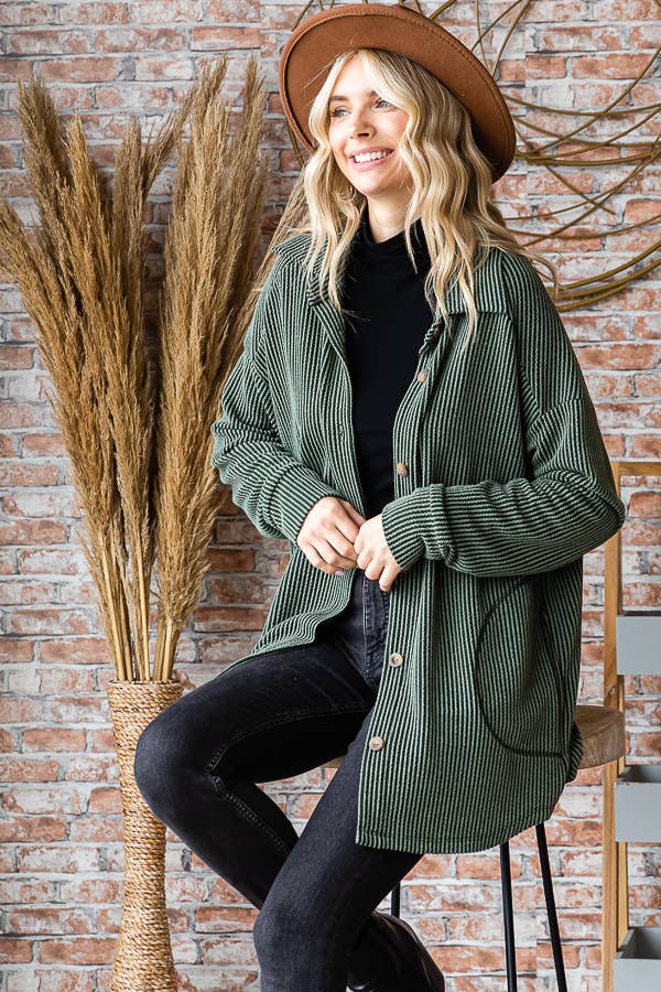 ROSE DUSK RIBBED SHACKET main image 0