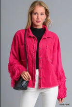 Load image into Gallery viewer, Corduroy Fringe Sweater Sleeve Jacket