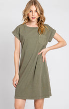 Load image into Gallery viewer, Rolled Sleeve Dress w/Front Pocket