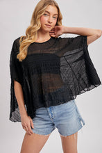 Load image into Gallery viewer, SHEER ASYMMETRIC TEXTURED CAPE TOP