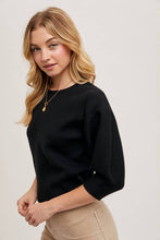 Load image into Gallery viewer, PUFFED 3/4 SLEEVED KNIT SWEATER TOP