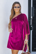 Load image into Gallery viewer, Velvet One Shoulder Dress
