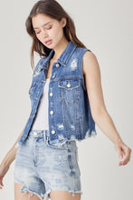 Load image into Gallery viewer, Distressed Crop Denim Vest