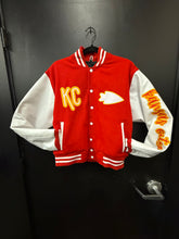Load image into Gallery viewer, Kansas City Chiefs Leather Sleeved Varsity Jacket