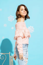 Load image into Gallery viewer, Off Shoulder Chunky Knit Fringe Sweater