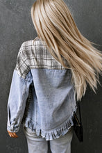 Load image into Gallery viewer, Plaid Patchwork Denim Jacket