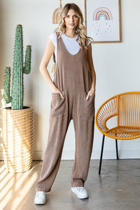 Ribbed Jumpsuit with Large Front Pockets
