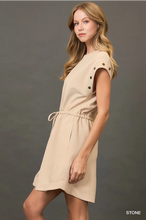 Load image into Gallery viewer, Casual Ribbed Knit Drawstring Dress (Khaki)