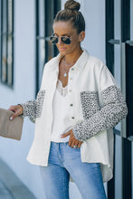 Load image into Gallery viewer, White Contrast Leopard Denim Jacket
