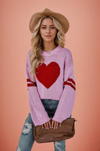 Load image into Gallery viewer, Valentine Heart Knit Sweater Womens Crew Neck Pullover