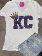 Load image into Gallery viewer, KC Crown Royals V-Neck Tee w/Sequin Patch