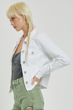 Load image into Gallery viewer, White Frayed Hem Jean Jacket