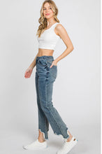 Load image into Gallery viewer, Tattered Hem Elastic Waist Jeans