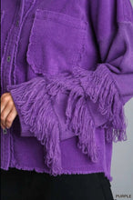 Load image into Gallery viewer, Corduroy Fringe Sweater Sleeve Jacket