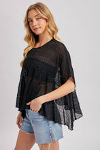 Load image into Gallery viewer, SHEER ASYMMETRIC TEXTURED CAPE TOP
