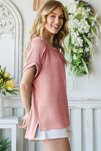 Load image into Gallery viewer, Ribbed Drop Shoulder with Side Slit Top