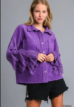 Load image into Gallery viewer, Corduroy Fringe Sweater Sleeve Jacket