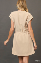 Load image into Gallery viewer, Casual Ribbed Knit Drawstring Dress (Khaki)