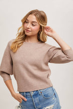 Load image into Gallery viewer, PUFFED 3/4 SLEEVED KNIT SWEATER TOP