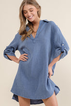 Load image into Gallery viewer, Henley Collared Shirt Dress