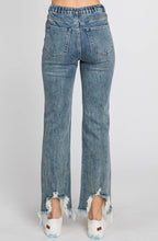Load image into Gallery viewer, Tattered Hem Elastic Waist Jeans