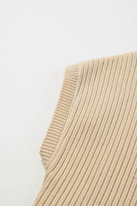 Ribbed Short Sleeve Knit Sweater