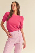 Load image into Gallery viewer, Short Sleeve Sweater with Puff Sleeve