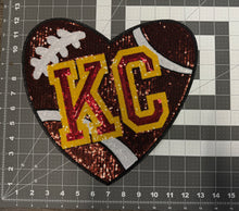 Load image into Gallery viewer, Chiefs Heart Football Sequin X-Large Patch