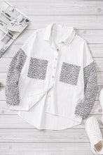 Load image into Gallery viewer, White Contrast Leopard Denim Jacket