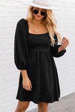 Load image into Gallery viewer, Suede Square Neck Puff Sleeve Dress