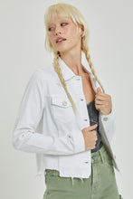 Load image into Gallery viewer, White Frayed Hem Jean Jacket