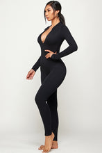 Load image into Gallery viewer, Zip-up Mock Neck Long Sleeve Jumpsuit