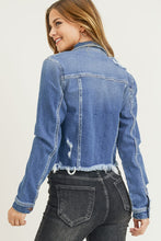 Load image into Gallery viewer, Frayed Hem Washed Jean Jacket