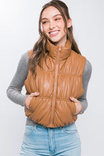 Load image into Gallery viewer, Faux Leather Puffer Vest