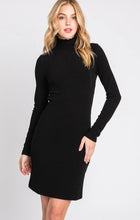 Load image into Gallery viewer, Black Mock Neck Ribbed Dress