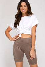 Load image into Gallery viewer, Faux Suede Biker Shorts