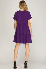 Load image into Gallery viewer, Drop Shoulder Sleeve V-Neck Dress