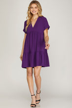 Load image into Gallery viewer, Drop Shoulder Sleeve V-Neck Dress