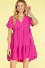 Load image into Gallery viewer, Drop Shoulder Sleeve V-Neck Dress