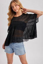 Load image into Gallery viewer, SHEER ASYMMETRIC TEXTURED CAPE TOP