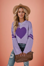 Load image into Gallery viewer, Valentine Heart Knit Sweater Womens Crew Neck Pullover
