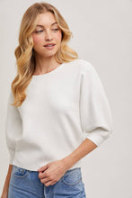 Load image into Gallery viewer, PUFFED 3/4 SLEEVED KNIT SWEATER TOP
