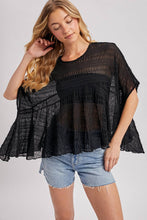 Load image into Gallery viewer, SHEER ASYMMETRIC TEXTURED CAPE TOP